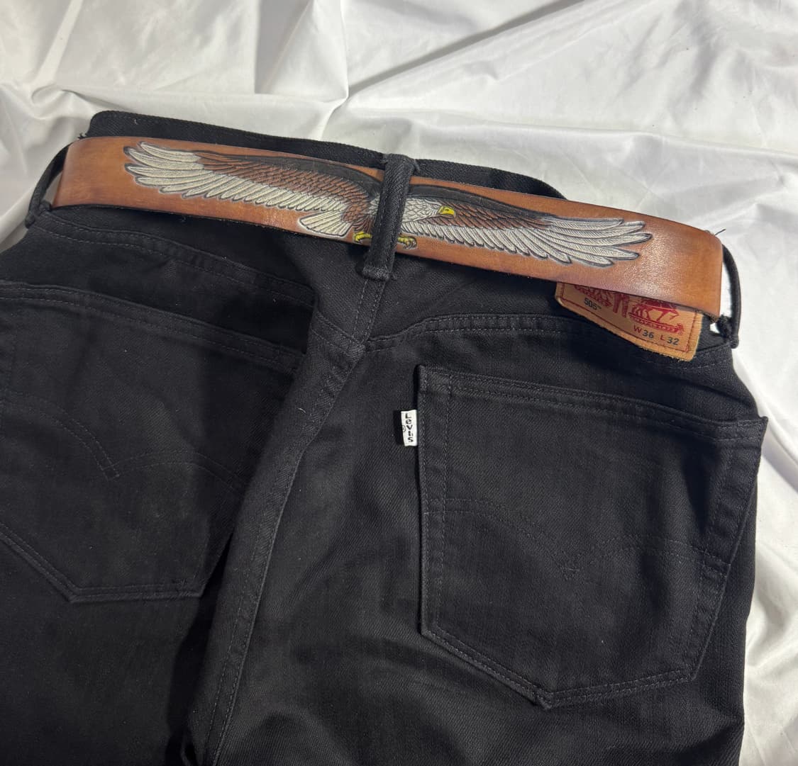 Usa 풀그레인 카우하이드 이글 웨스턴 레더 벨트 상품이미지1