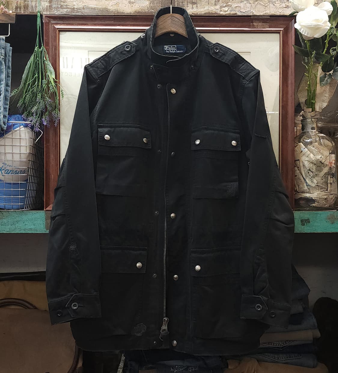 폴로 밀리터리 필드자켓 블랙 바이커 자켓 L 상품이미지1