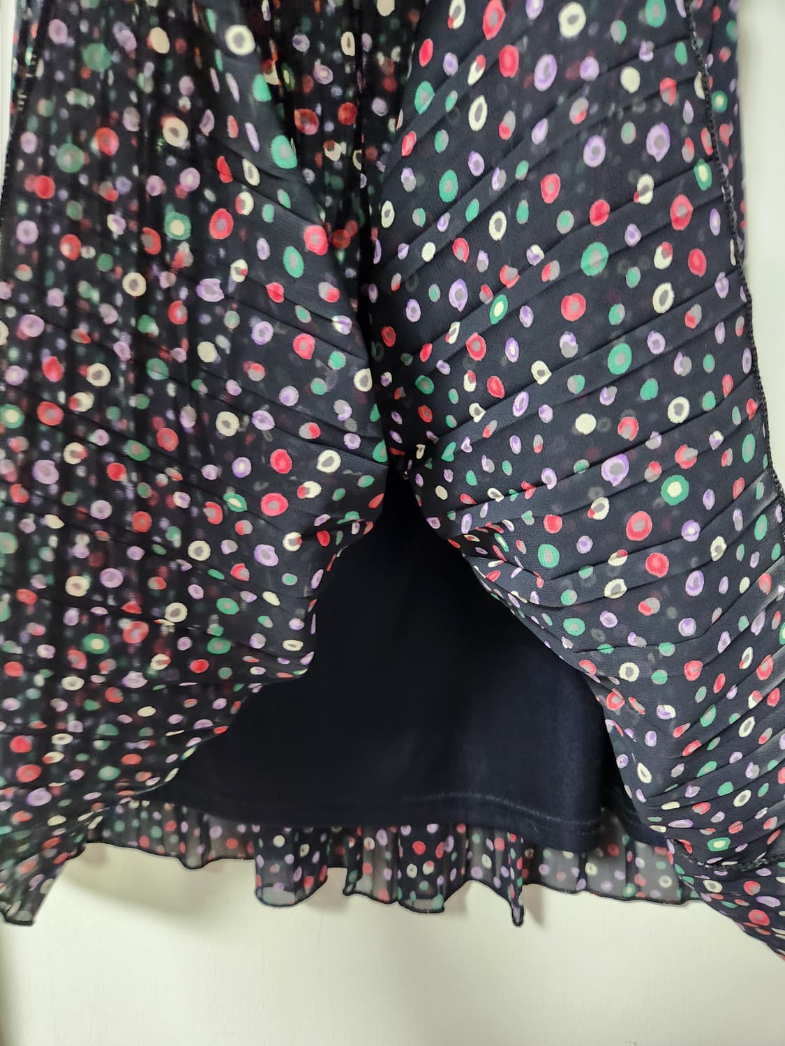 illou 시스루 도트 플리츠 원피스M 상품이미지5