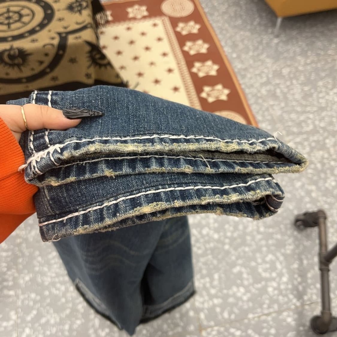 트루릴리전 빌리슈퍼티 키치 캐주얼 스티치 데님팬츠 32인치 C08630 상품이미지7