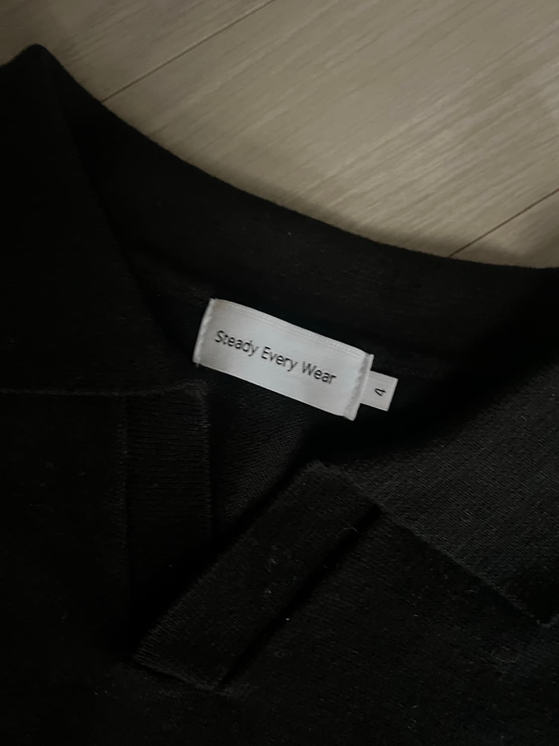 스테디에브리웨어 코튼 오픈 칼라 니트 블랙 4사이즈 상품이미지2