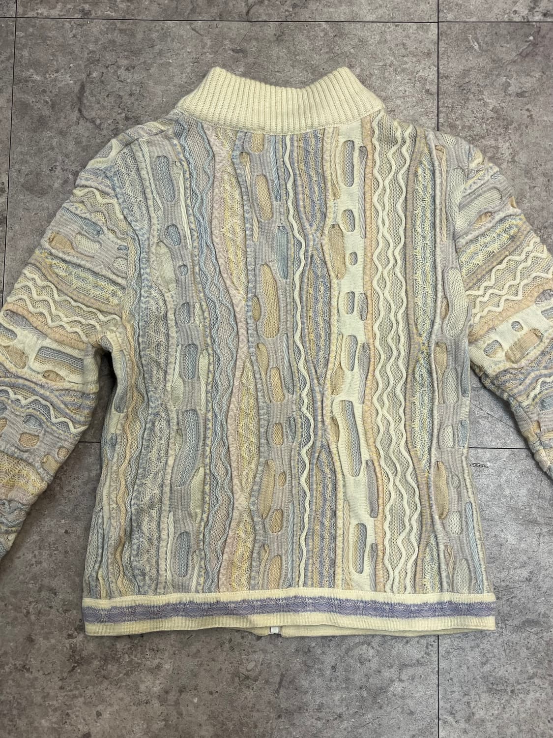 쿠지 케이블 니트 집업 가디건 아이보리 S #csz237 상품이미지7