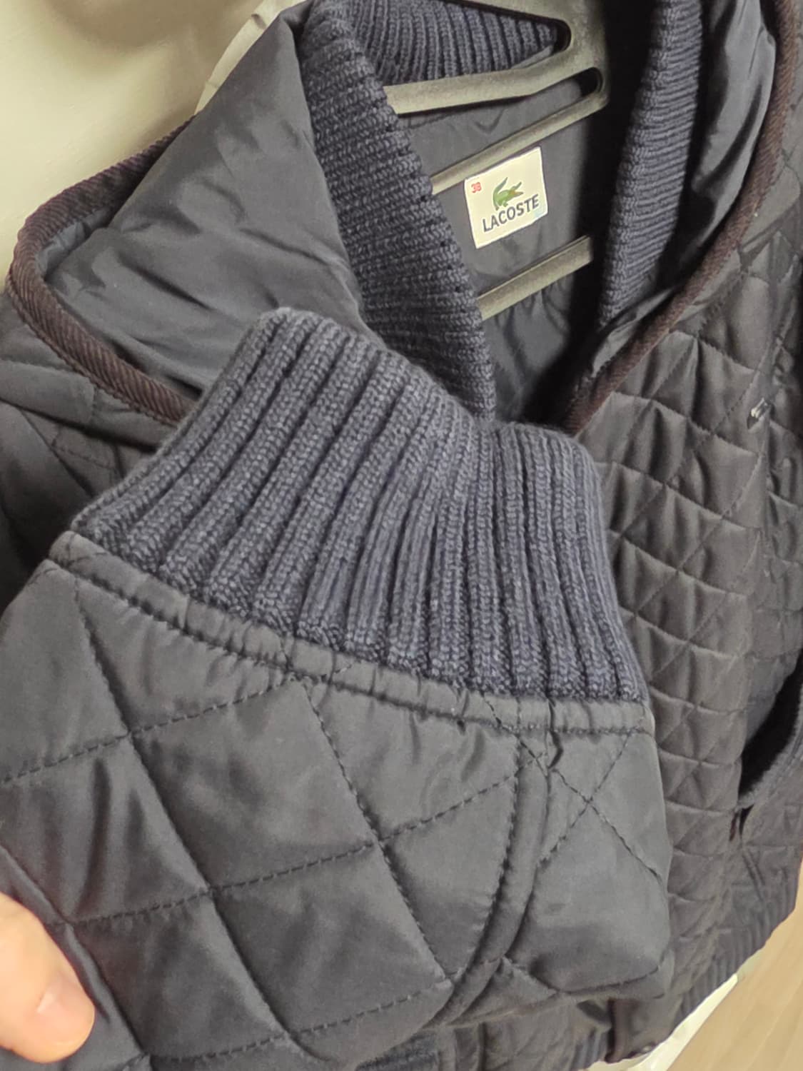 라코스테 네이비 퀼팅 후드 패딩 코트 상품이미지4