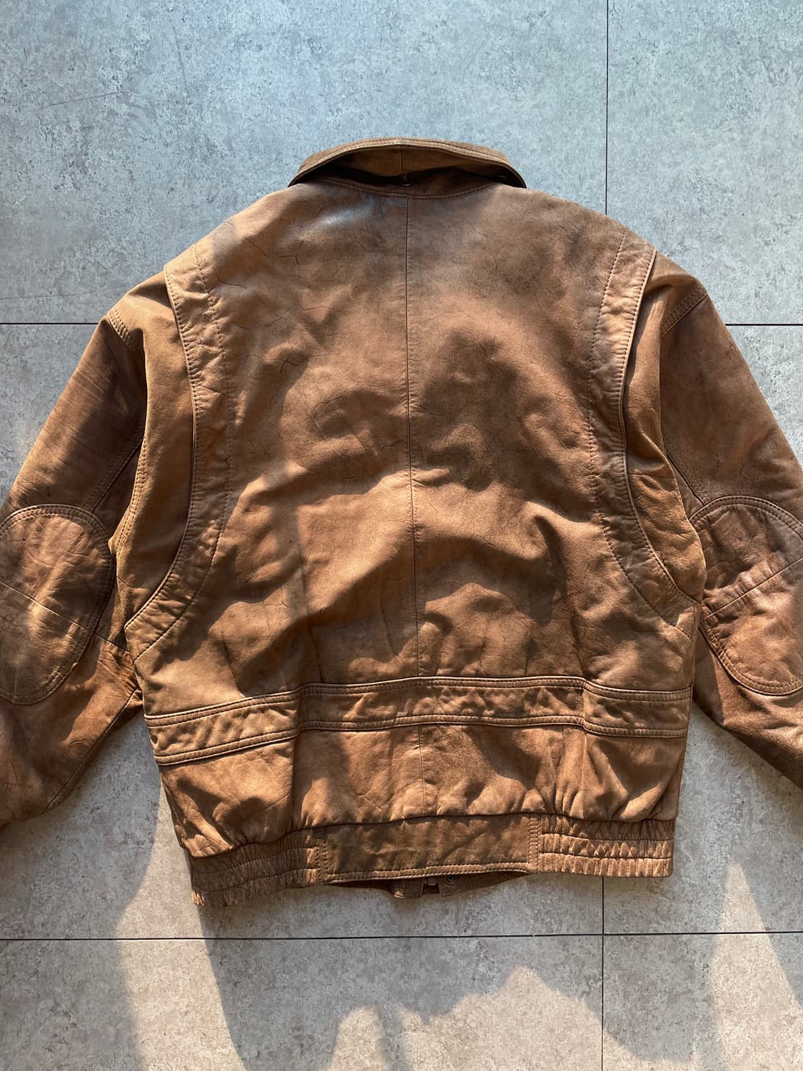 브라운 소가죽 봄버자켓 상품이미지8