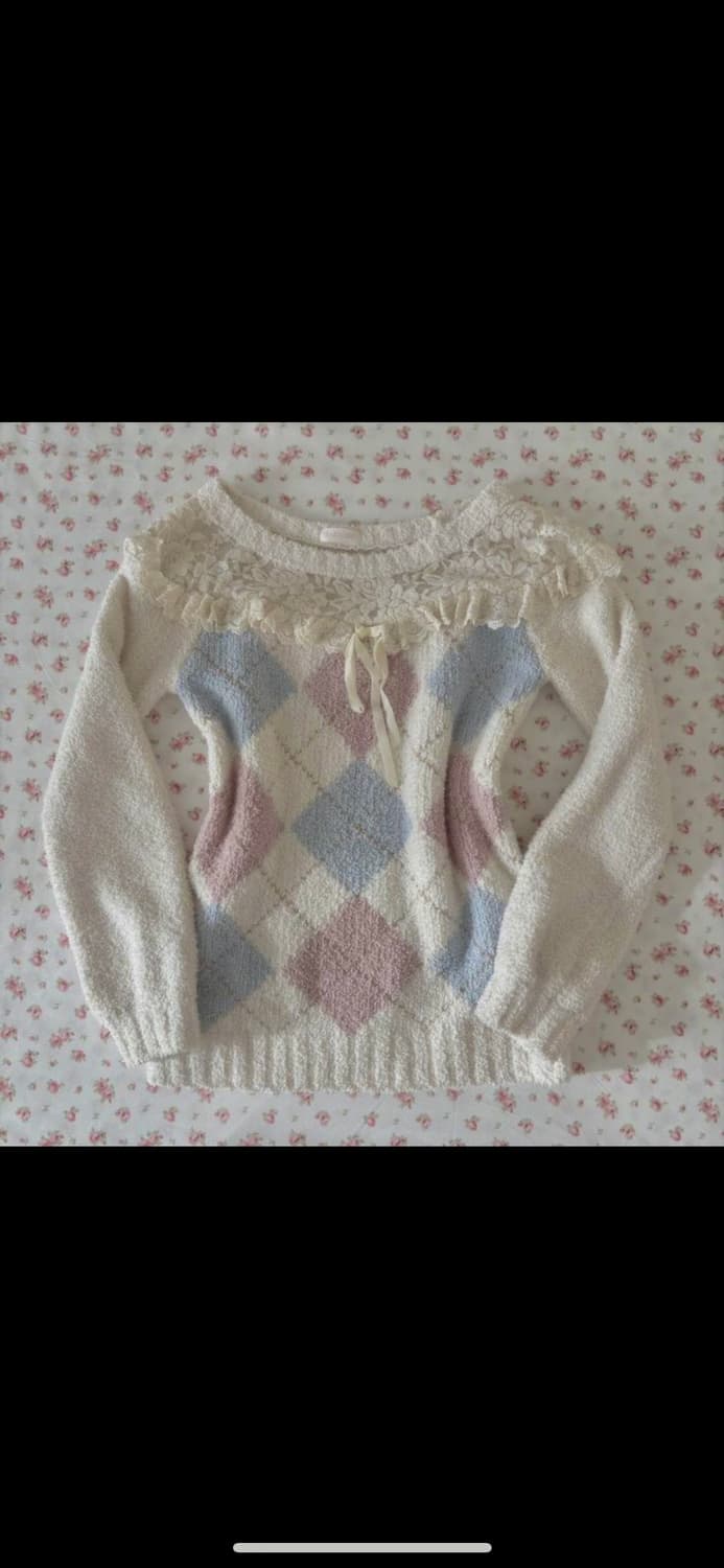 리즈리사 아가일 니트 짜잔씨 히메갸루 핀터레스트 희귀매물 유일매물 상품이미지1