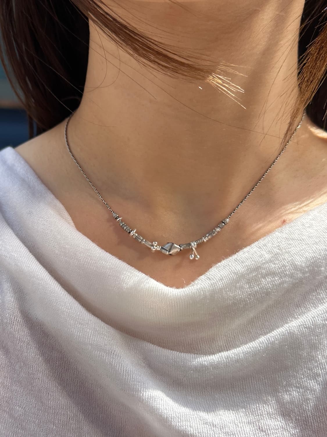 Musta karensilver mix Necklace 상품이미지4