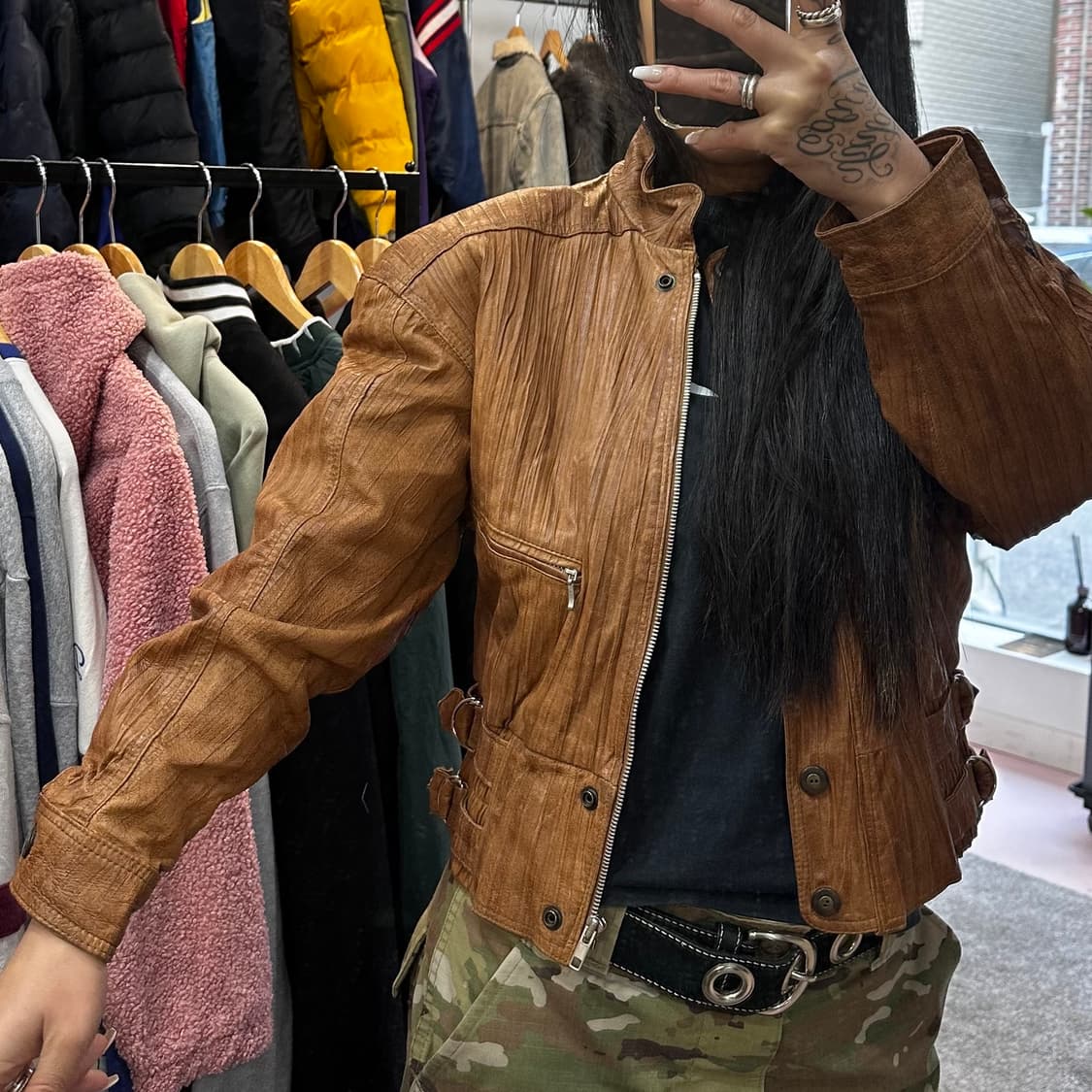 USA 빈티지 브라운 양가죽 자켓M 상품이미지8