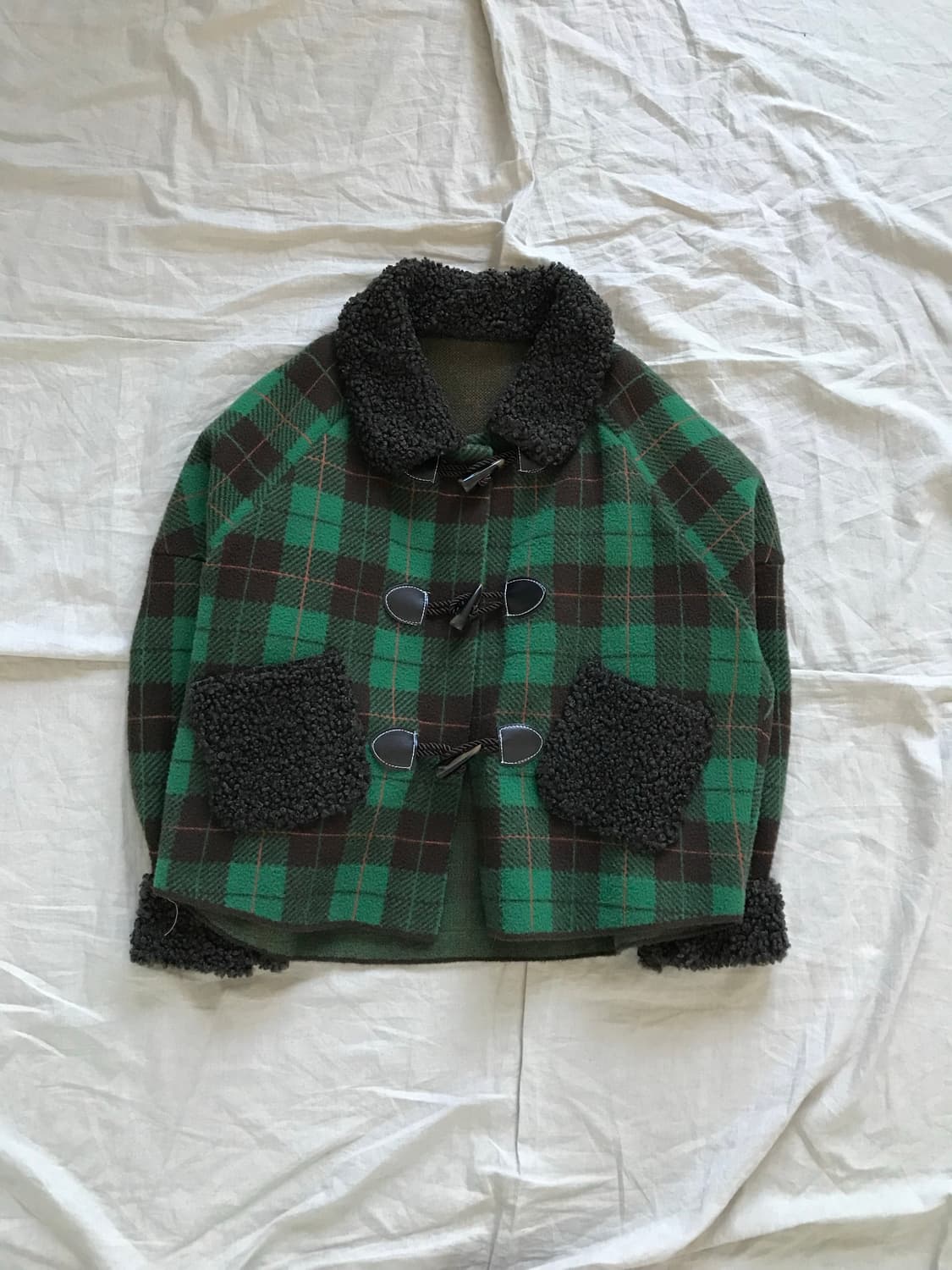 일본 JPN 빈티지 타단 체크 떡볶이 쉐르파 자켓 상품이미지6