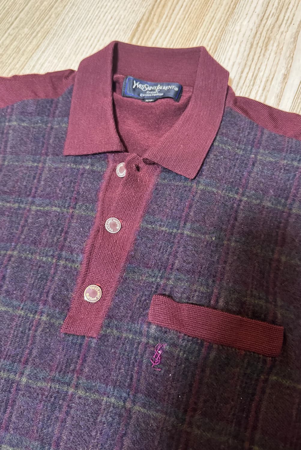 YSL 입생로랑 빈티지 버건디 니트 상품이미지3
