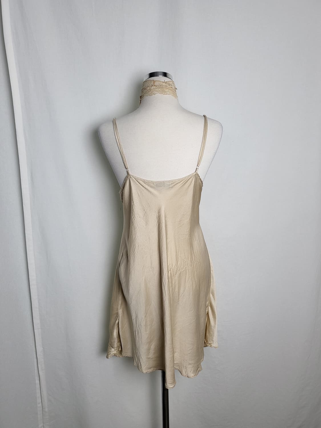 빈티지 아이보리 브라운 슬립 드레스 상품이미지3