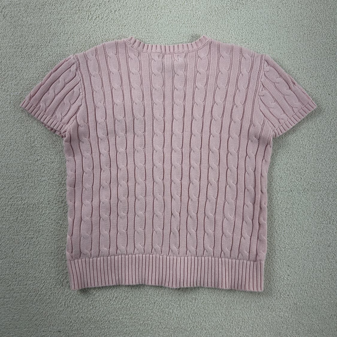 폴로 신형QR 포니로고 핑크 꽈배기 반팔 니트 상품이미지4