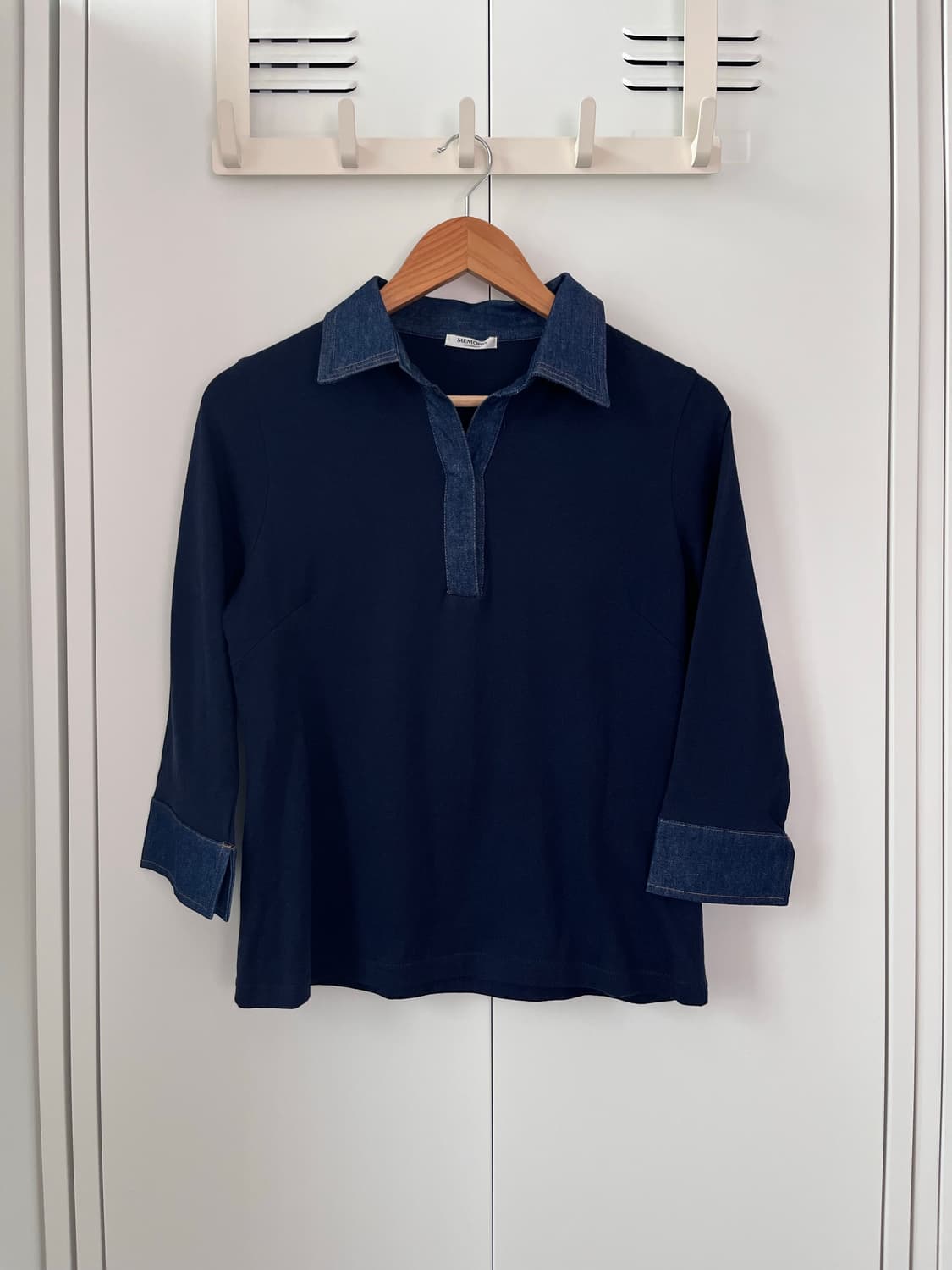 Memory 데님 셔츠 레이어드 카라 티셔츠 상품이미지8