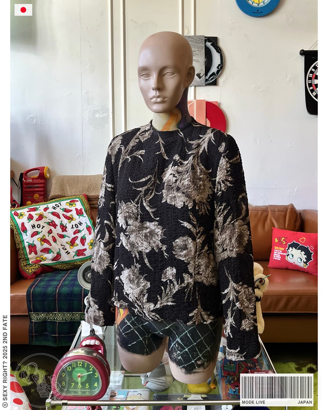 Japanese Vintage Antic Floral Pleats Top 상품이미지1