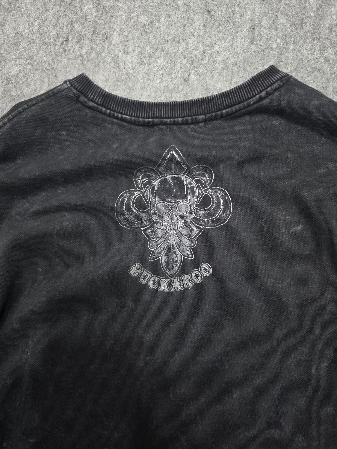 버커루 피그먼트 워싱 스컬 패치 빈티지 그런지 무드 맨투맨 XL 상품이미지4