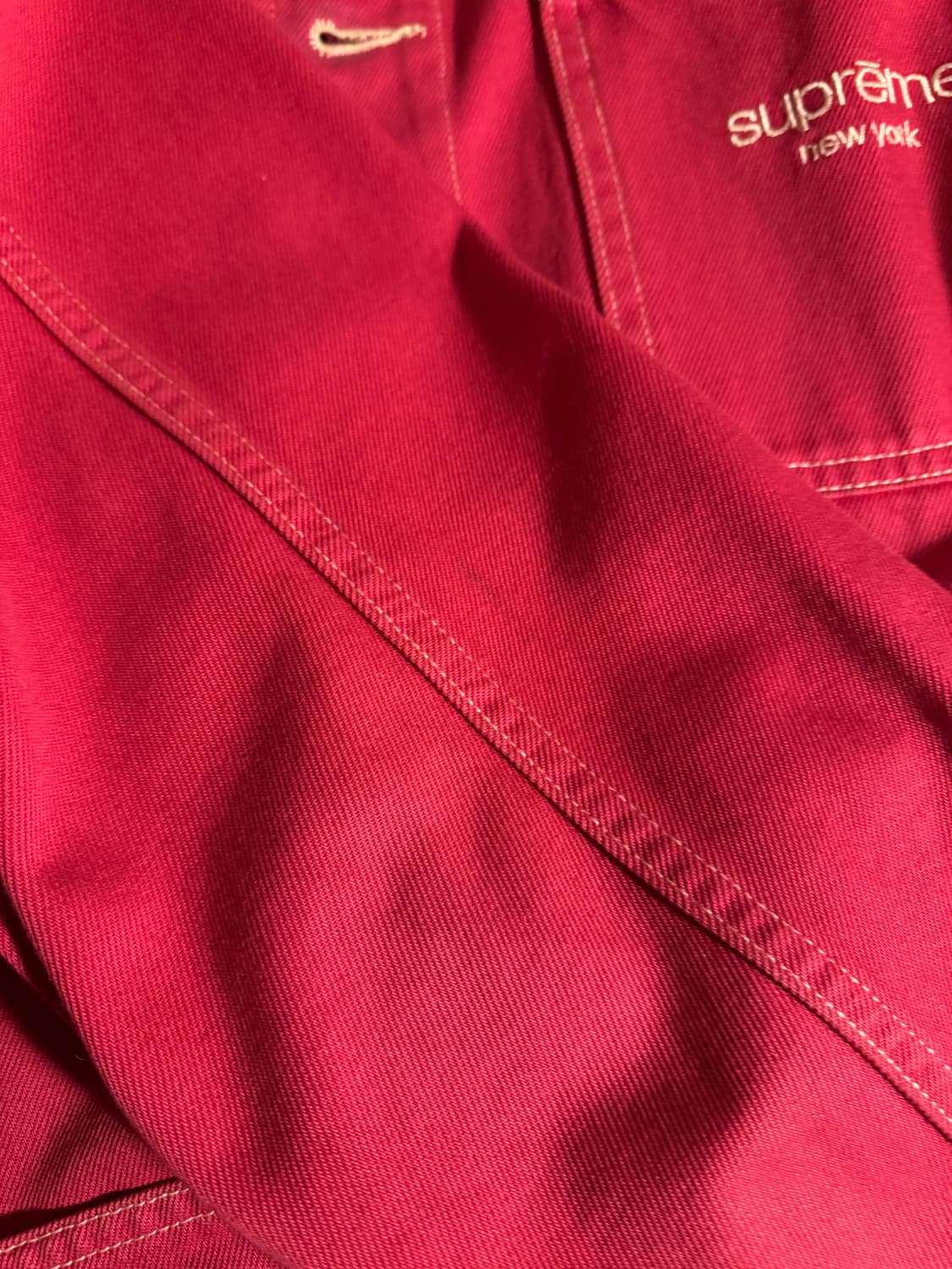 (L)슈프림 16fw 데님 초어 코트 마젠타 상품이미지7