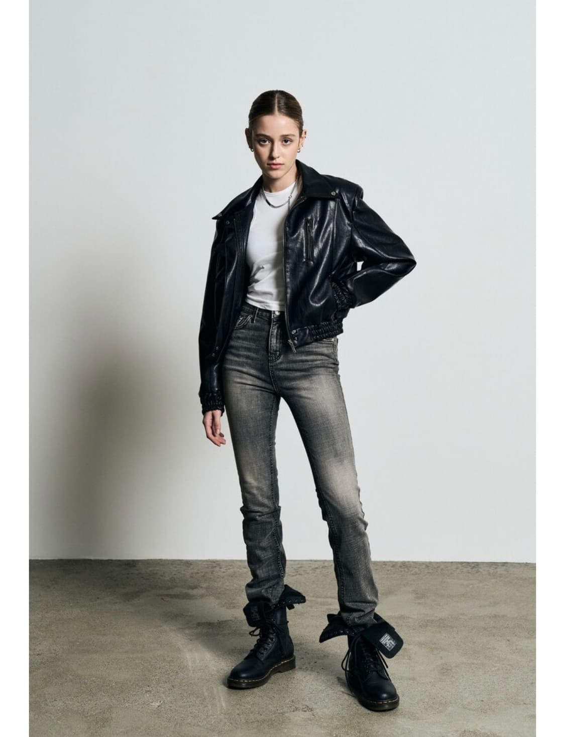 보헤미안서울 하이웨스트 스트레이트 팬츠, 그레이 상품이미지4