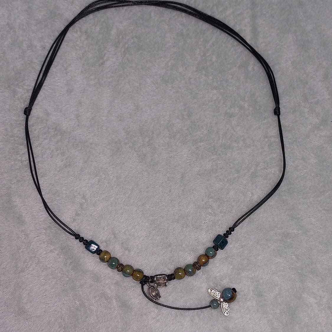 모리걸 히피 오리엔탈 보헤미안 초록 청록 비즈 매듭 목걸이 상품이미지3