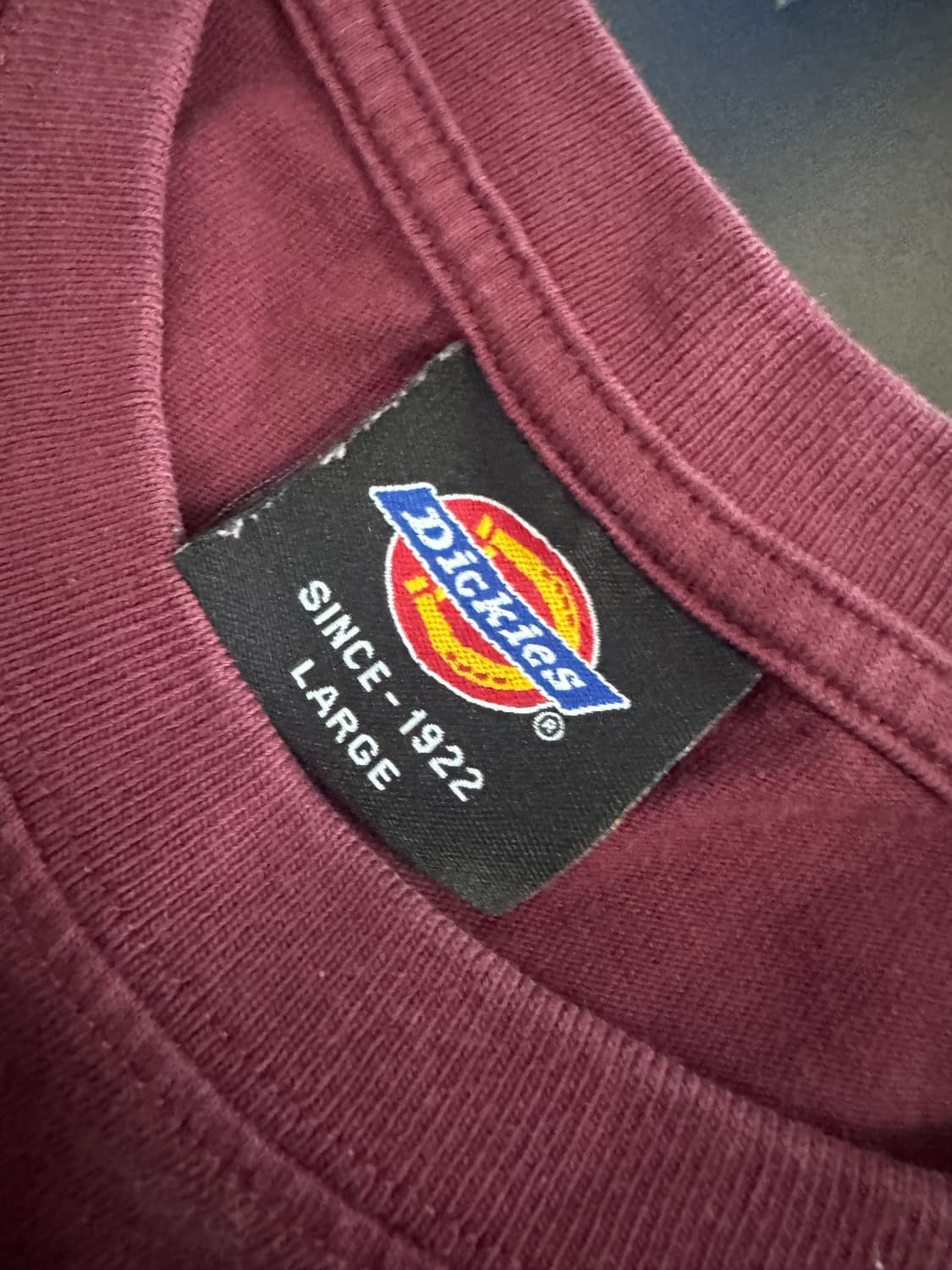 희귀!! 디키즈 Dickies 프린팅 로고 반팔 티셔츠 버건디 M ~ L 상품이미지3