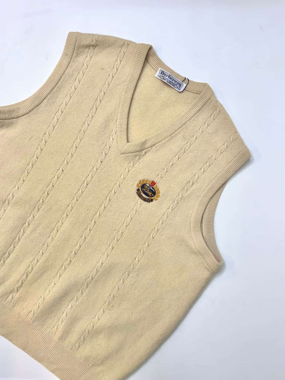 Buberrys 버버리 램스울 아이보리 케이블 니트 베스트 상품이미지2