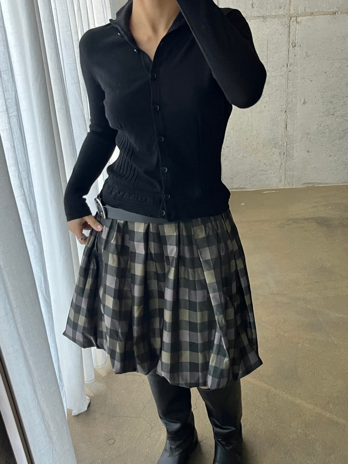 Hiroko Bis 히로코비스 하이넥 가디건 블랙 상품이미지9