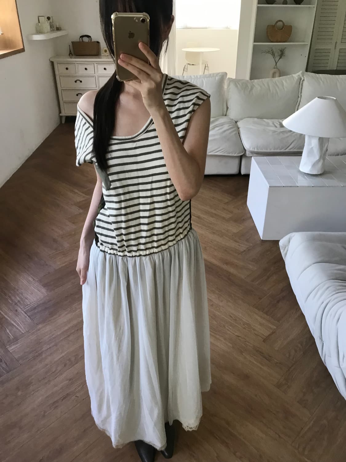 vintage stripe pattern sha one-piece 상품이미지3