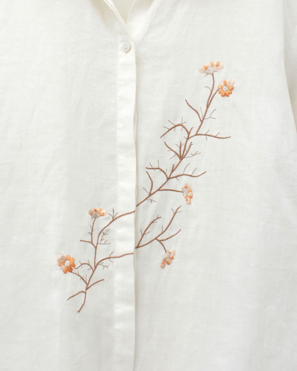 유럽 빈티지 라미 모시 플라워 자수 여름 화이트 셔츠 블라우스 상품이미지2