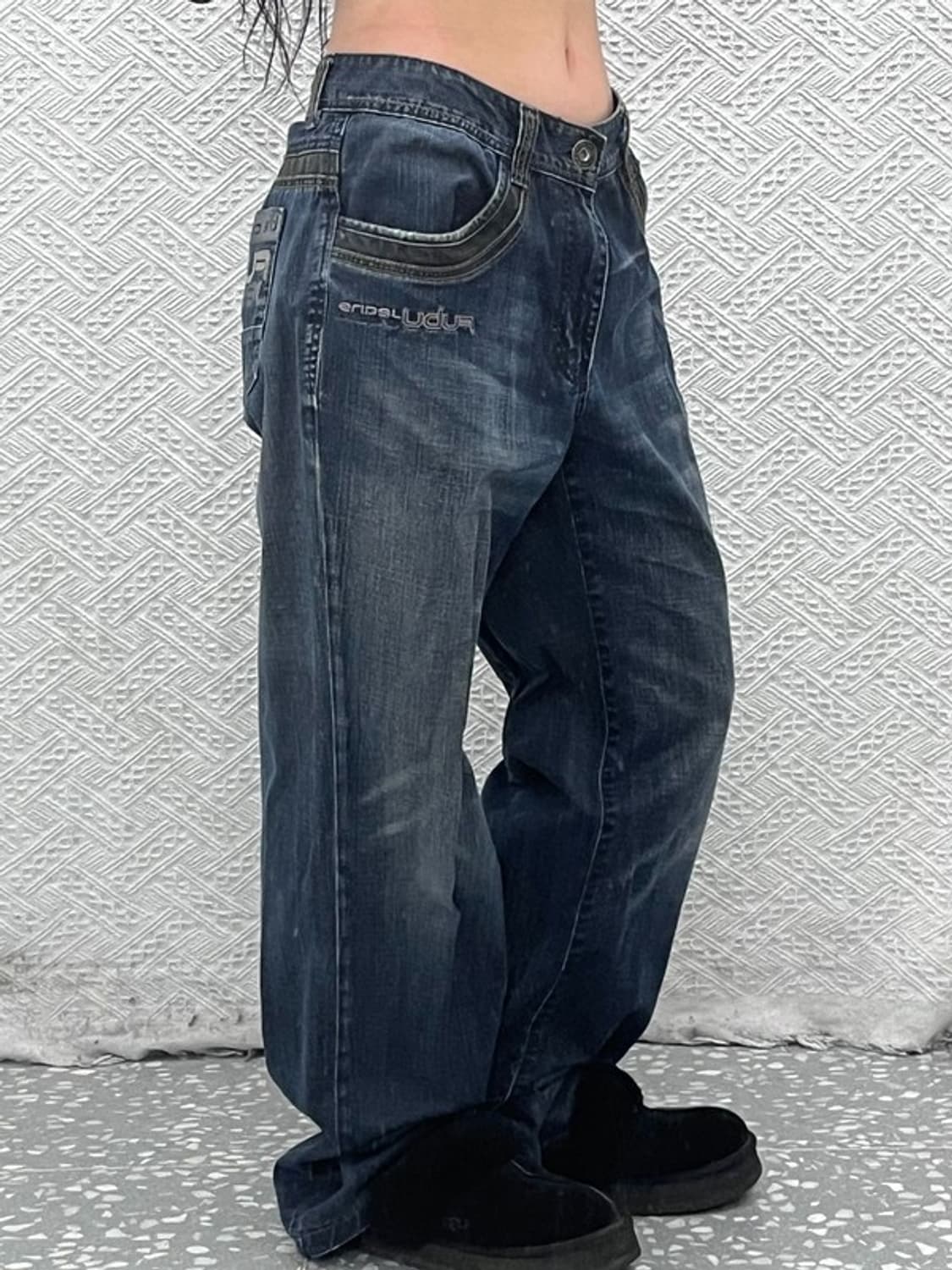 푸부 레트로 스트릿 빈티지 Y2K 힙로고 데님팬츠 35인치 C08677 상품이미지1