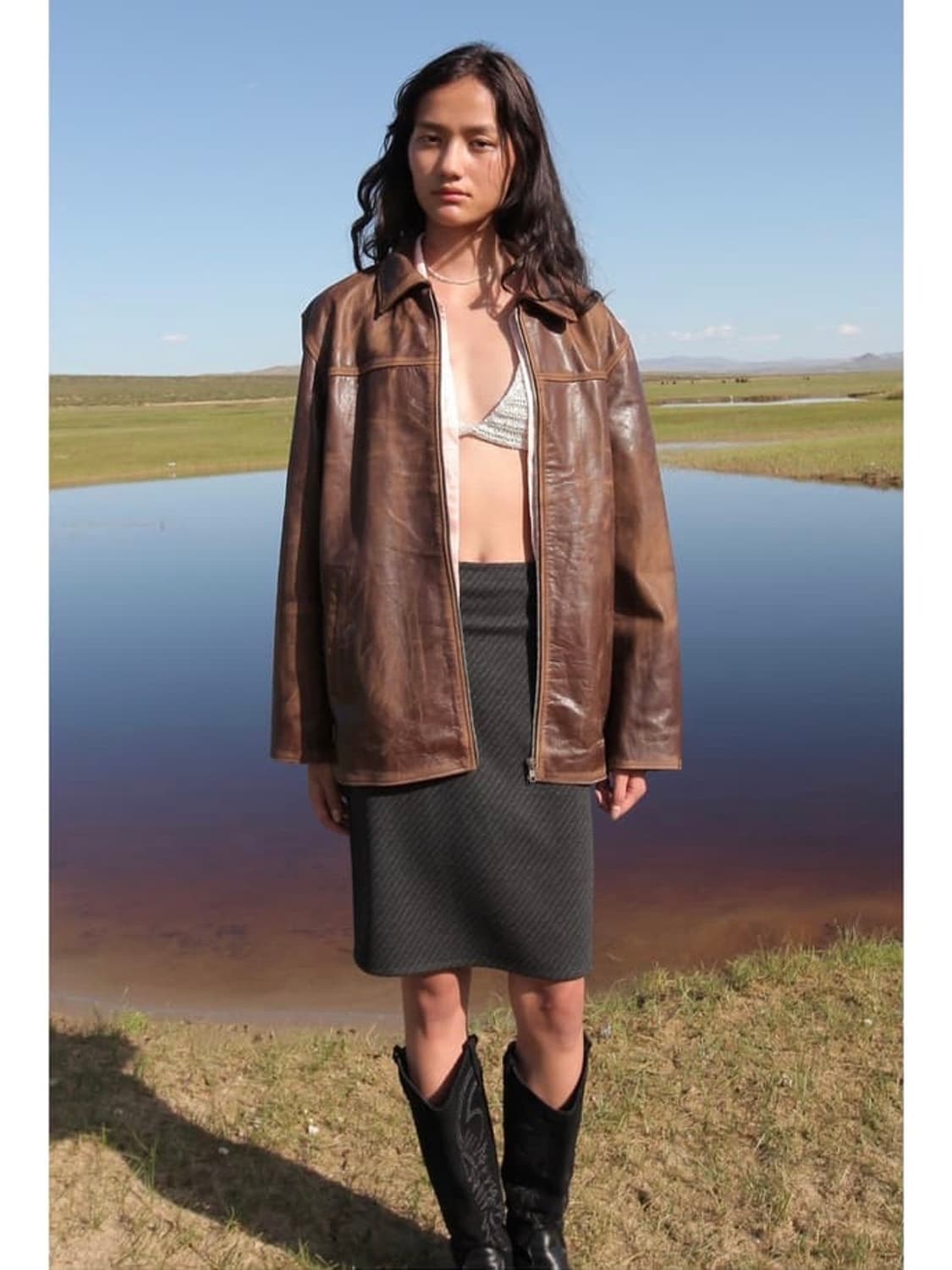 누아누 레더 자켓 브라운 상품이미지2