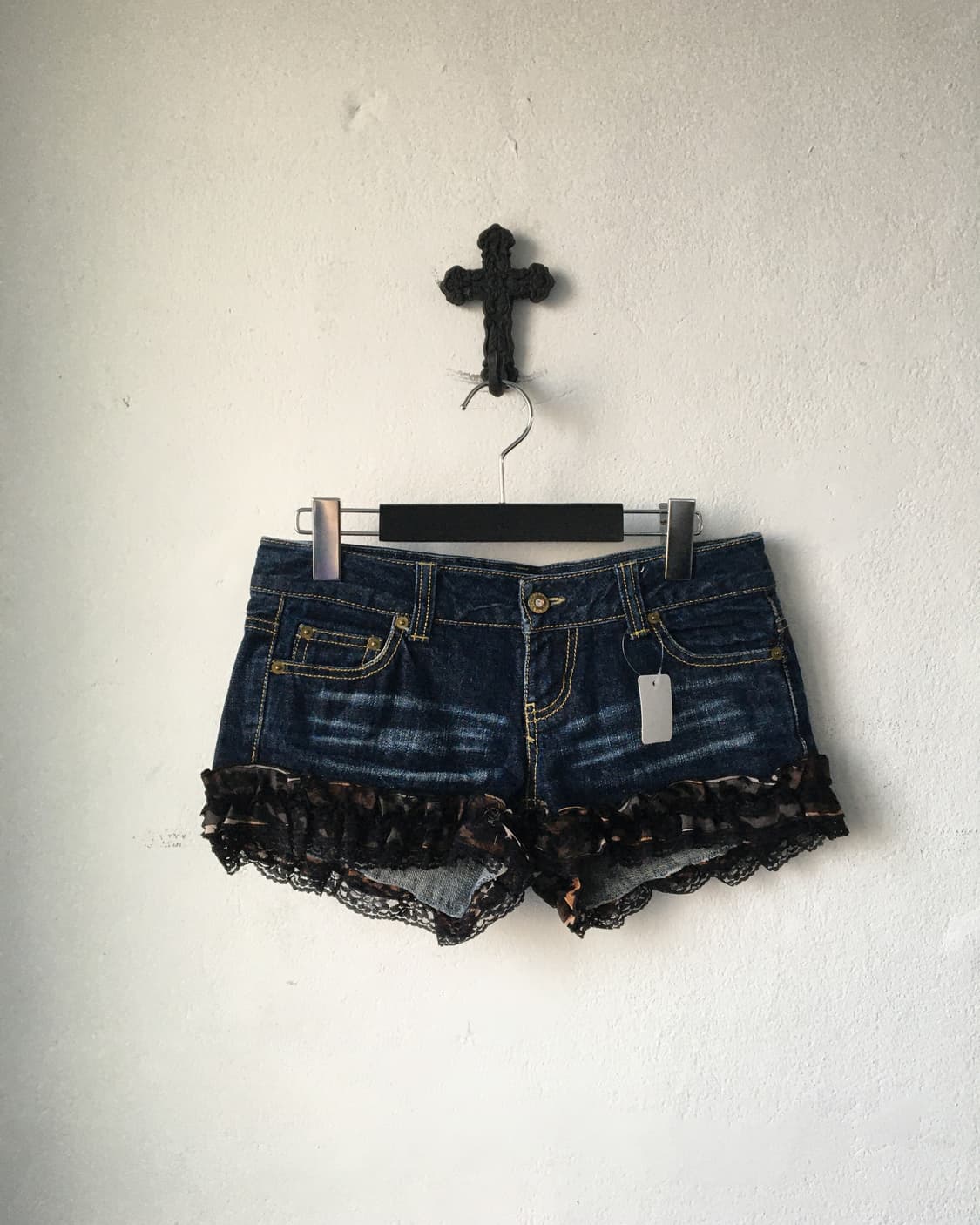 Lace point denim short 상품이미지1