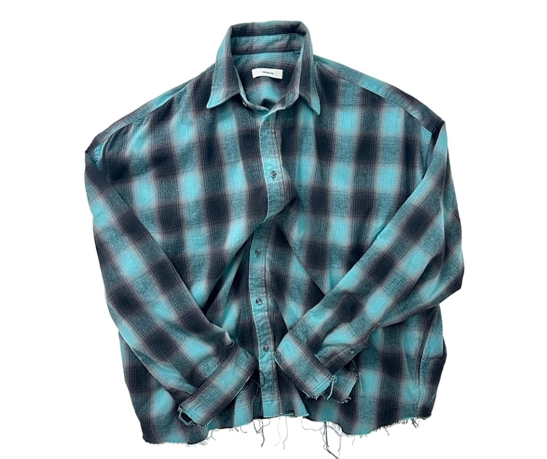 1 논노드 플렉시블 스트링 체크 셔츠 아쿠아 애쉬 상품이미지1