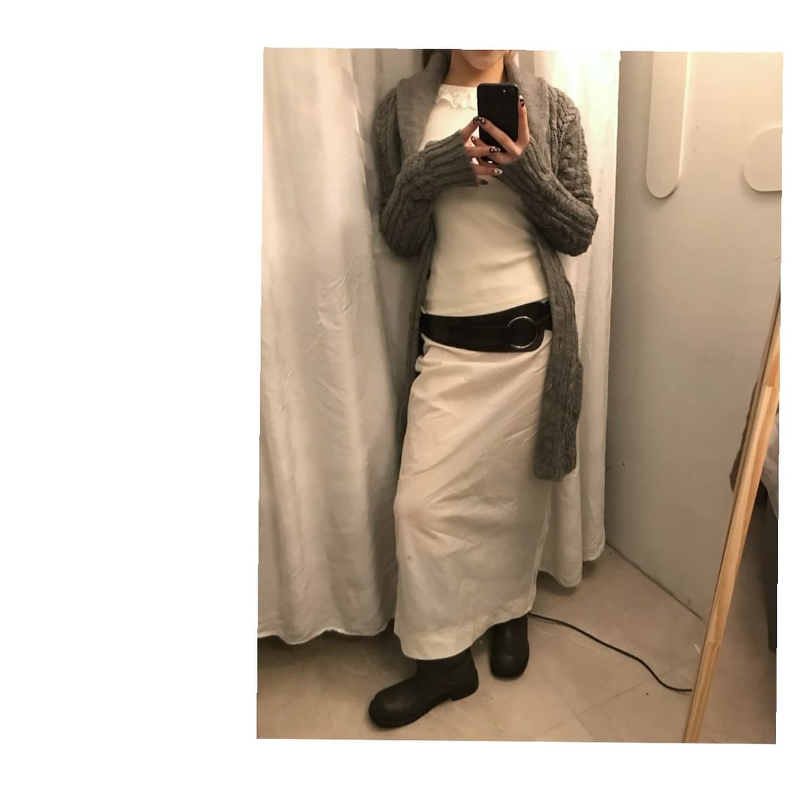 Moussy 마우지 알파카 오네갸루 숄카라 니트 롱가디건 상품이미지1