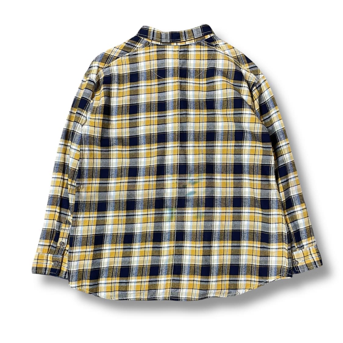 써스데이 아일랜드 네이비옐로우 체크 긴팔 셔츠 85 상품이미지2
