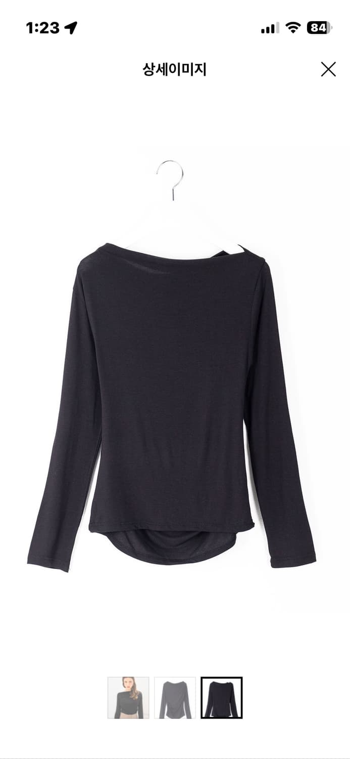 320쇼룸 사이드 핀턱 보트넥 티셔츠 블랙 상품이미지3