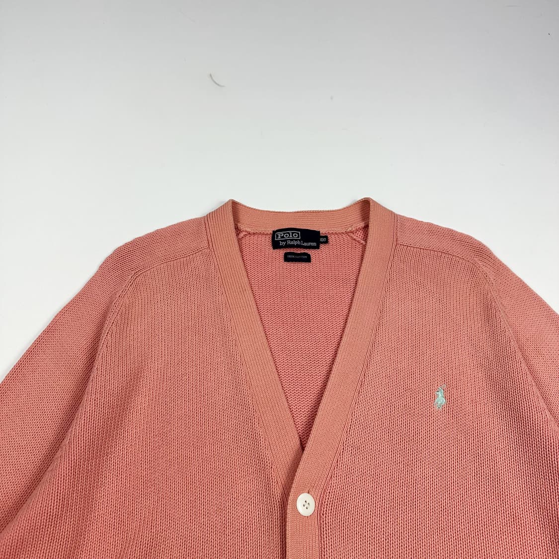90s 폴로 랄프로렌 클래식 코튼 니트 가디건 핑크 L 상품이미지2