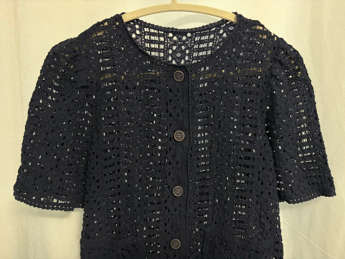 여성 반팔 네이비 블라우스 상품이미지2