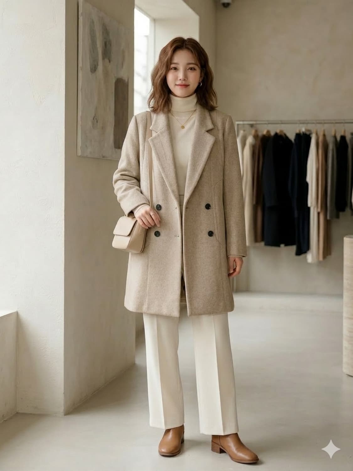 SYSTEM 시스템 울 앙고라 캐시미어 혼방 더블 코트 상품이미지1