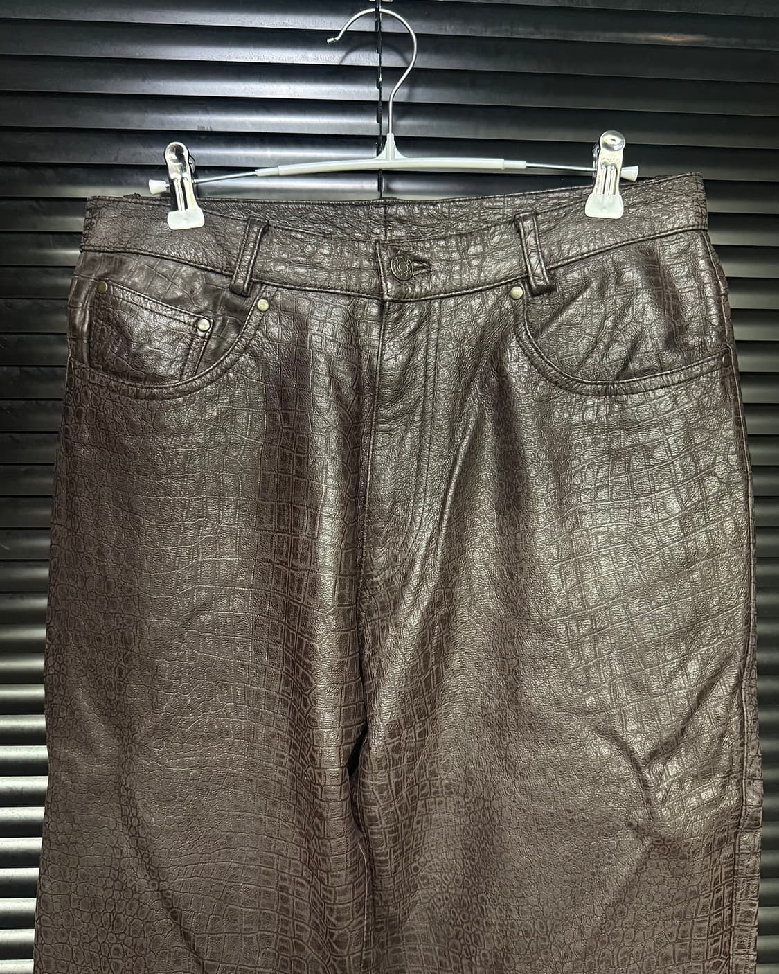 맨포토 악어 파이톤 소가죽 레더 일본 와이드 팬츠 L 31 고스펑크 고딕 상품이미지2