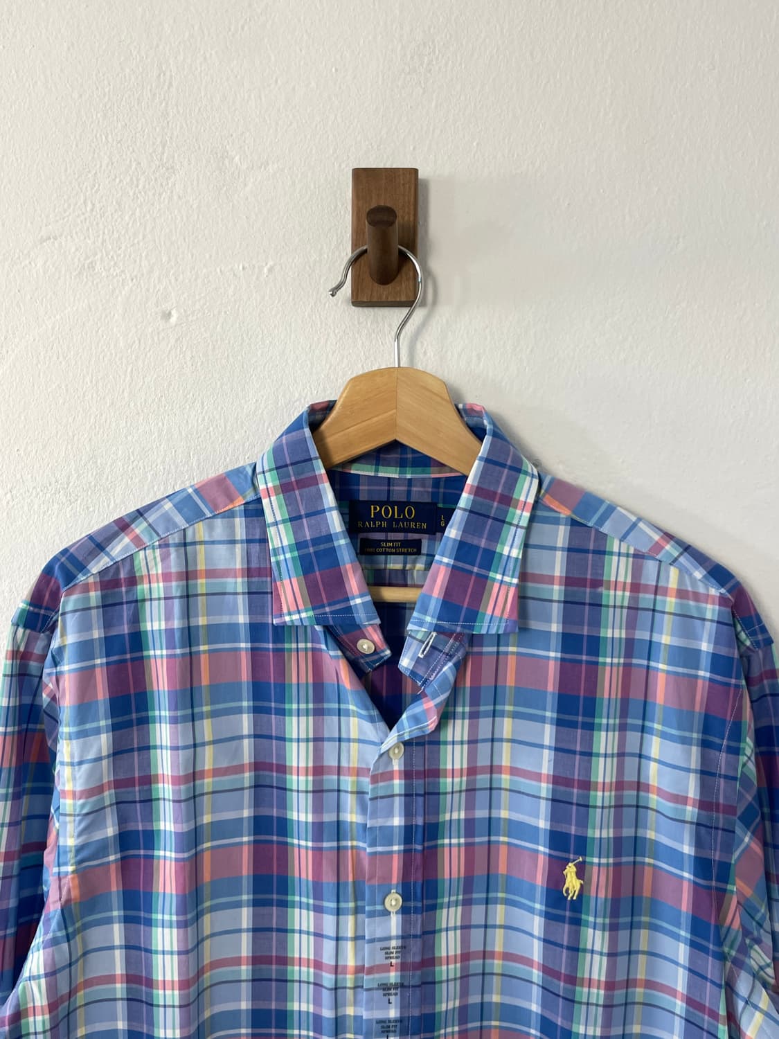 폴로 슬림핏 체크 셔츠 상품이미지3