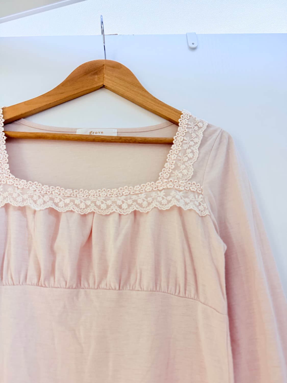 일본빈티지 grove 핑크 레이스 롱슬리브 상품이미지2