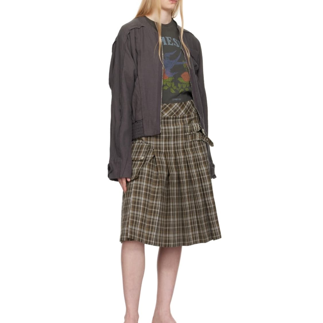 OPEN YY CHECK CARGO POCKET MIDI SKIRT 상품이미지2