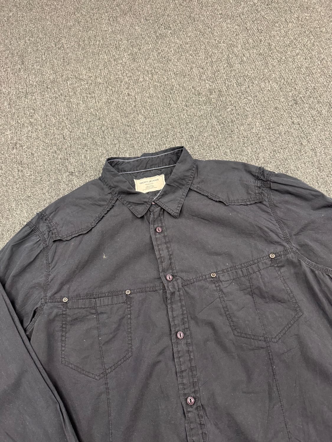 2XL)DKNY JEANS 빈티지 자수 웨스턴 블랙 긴팔셔츠 상품이미지3