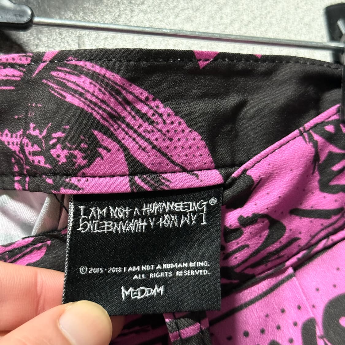 아임낫어휴먼비잉 풀 카툰 프린팅 나일론 와이드 팬츠 핑크 상품이미지5