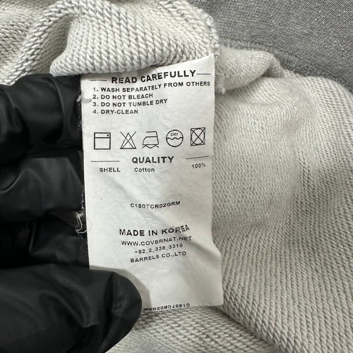 Covernat 커버낫 그레이 로고 맨투맨 M (스트릿) 상품이미지5