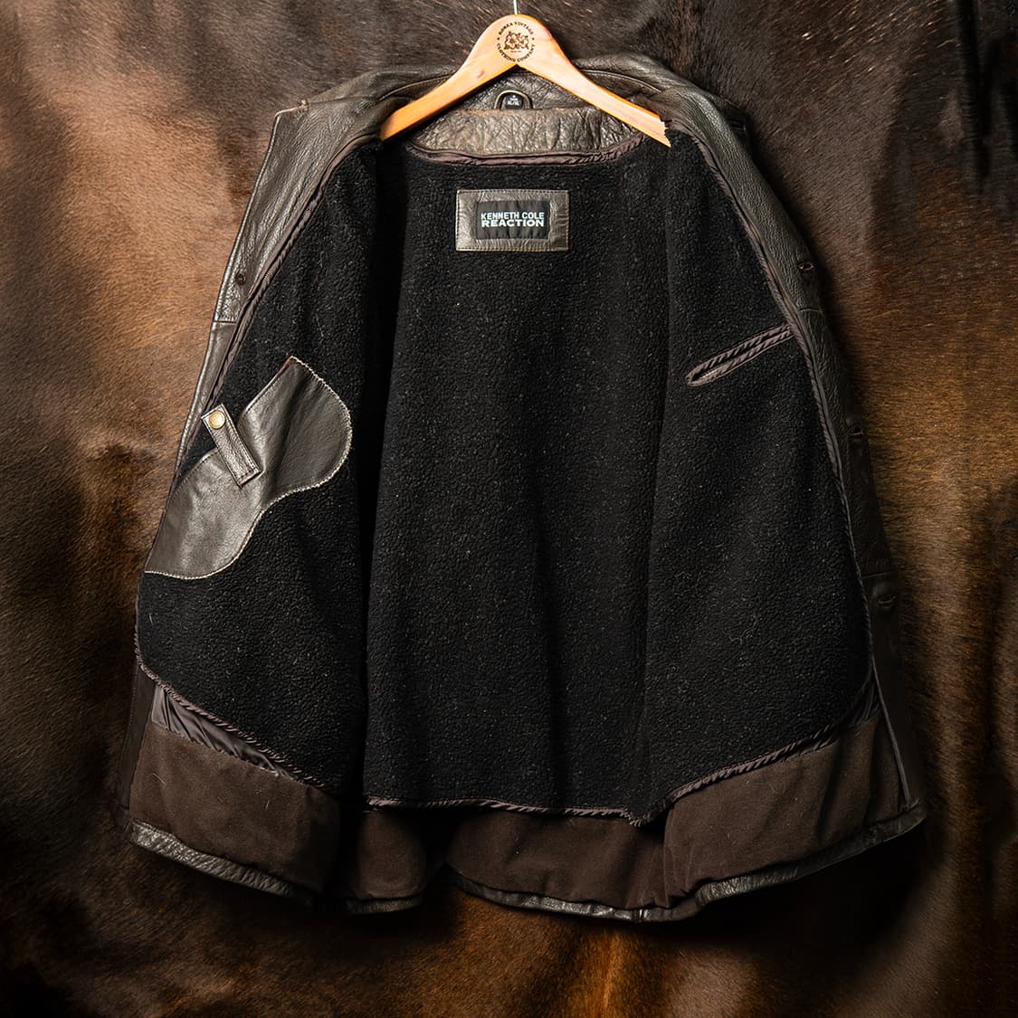 [115] 90s 케네스콜 카우스킨 리얼 레더 카코트 다크 브라운  상품이미지9