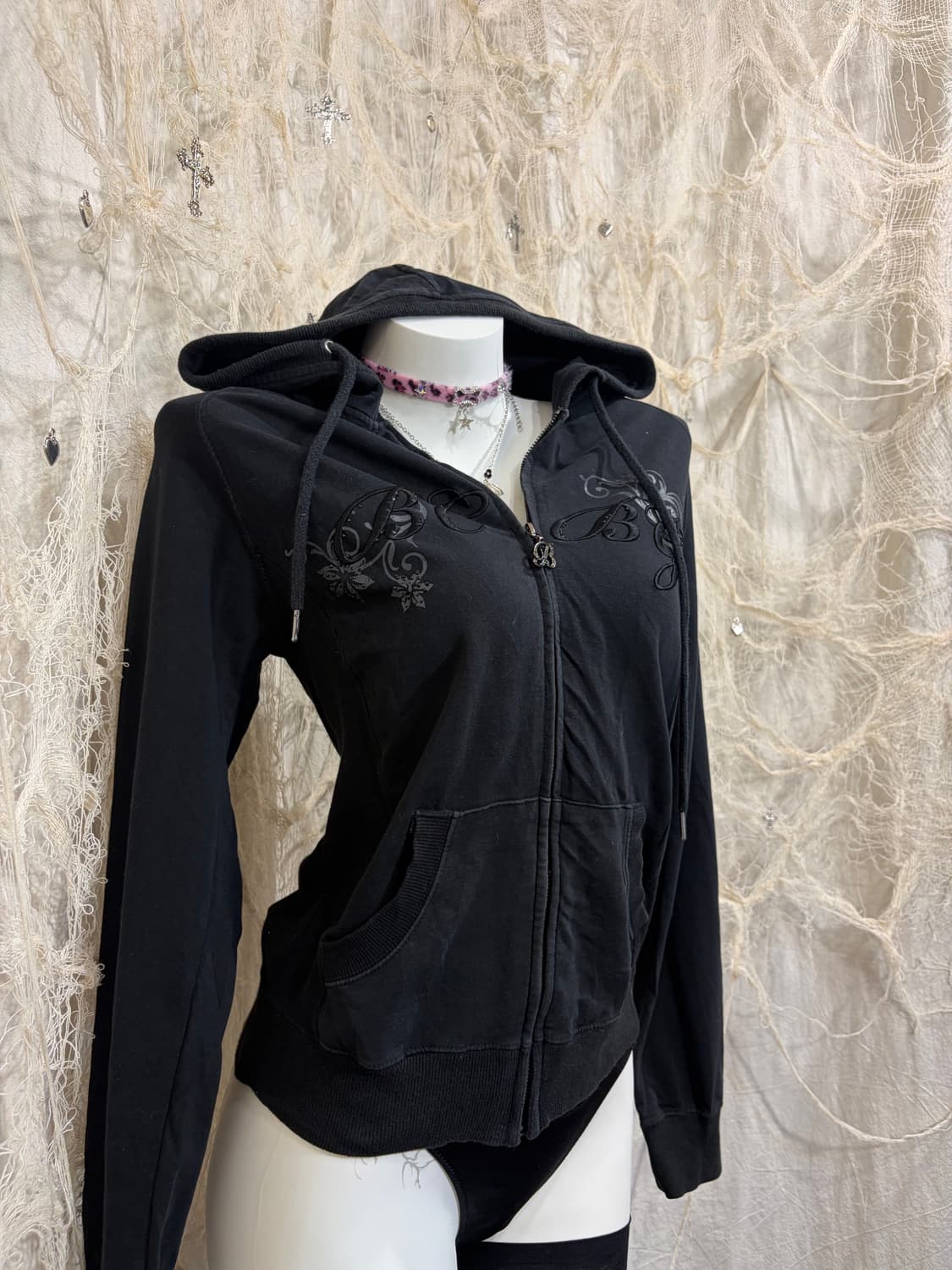 Y2K cubic embroidery hoodie zip-up 상품이미지7