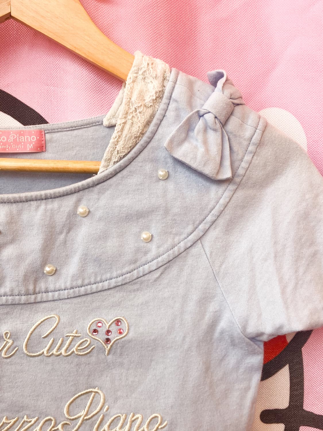 메조피아노 소다맛 리본 반소매 티셔츠 상품이미지4