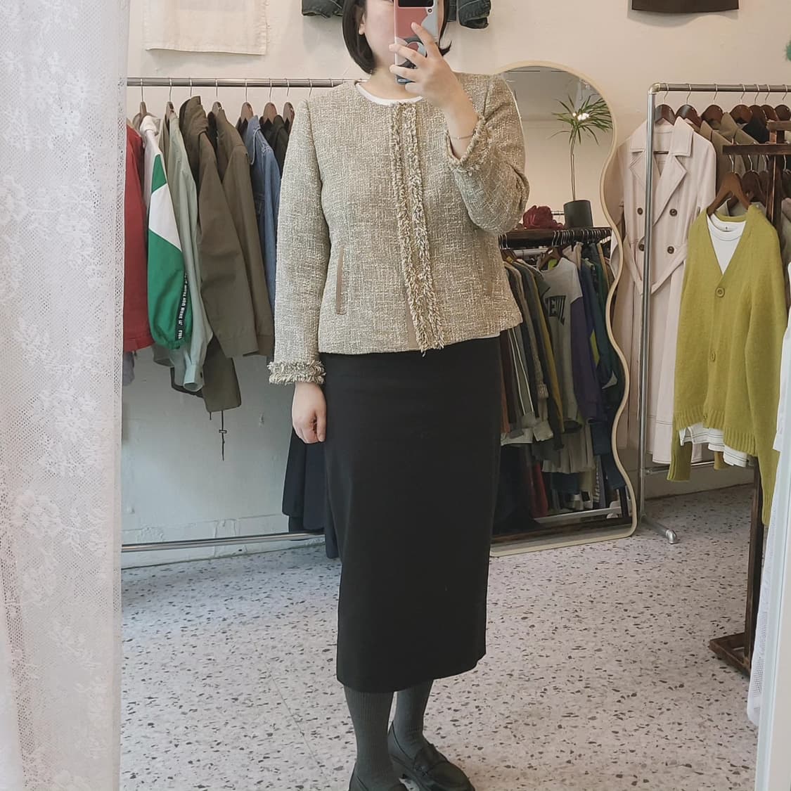 골드베이지 트위드 재킷(Japan made) 상품이미지2