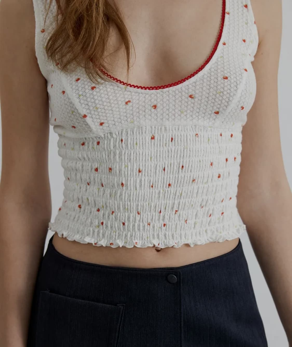 새상품 오버듀플레어 유넥 스모킹 탑 레드 상품이미지2