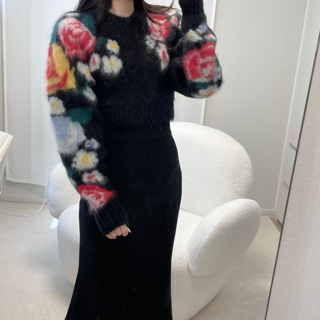 새상품 미우미우 플로럴 모헤어 크롭 니트 스웨터 상품이미지10