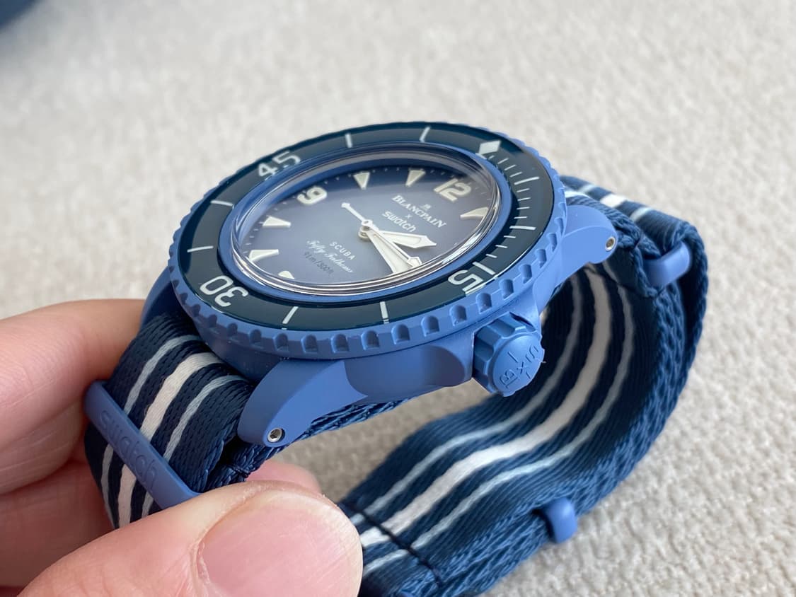 스와치X블랑팡 오션 오브 스톰 42mm 바이오 세라믹 오토메틱 블루 상품이미지8